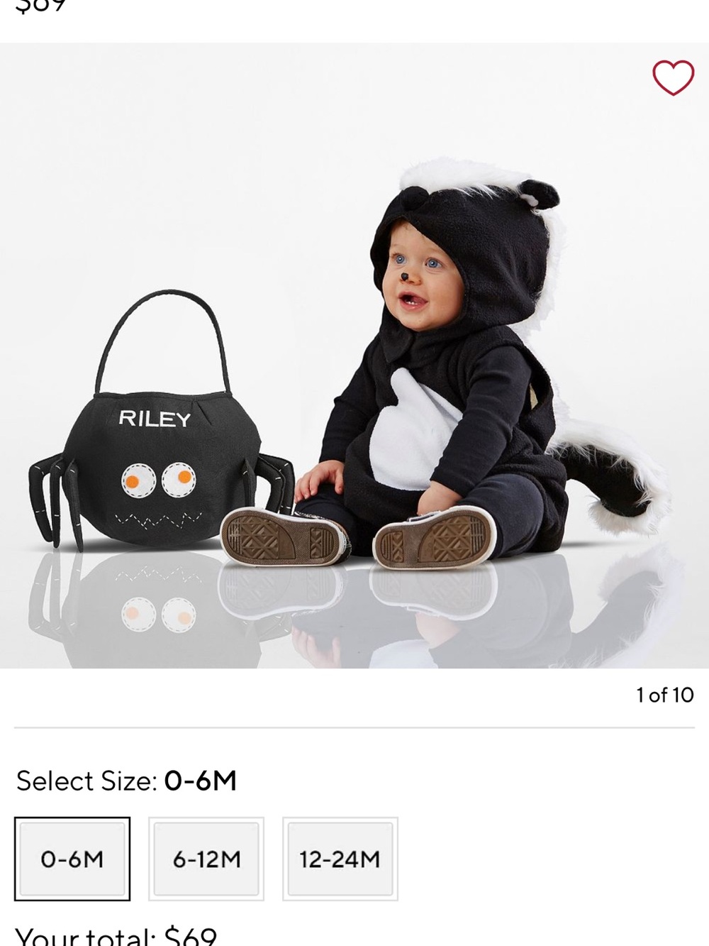 Pottery Barn Kids Black and White Skunk Halloween costume